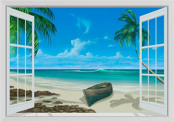 Window Mural of boat o beach