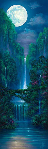 "Tahitian Moon" Waterfall Poster - 12" x 36"